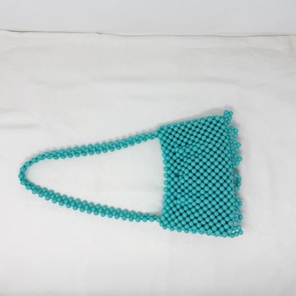 Prentice Vintage Made in Italy Turquoise Beaded Shoulder Bag Purse Handbag - Picture 15 of 16
